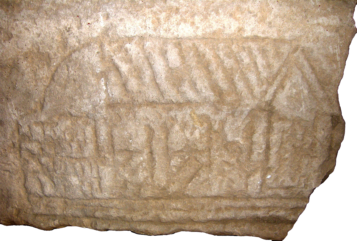 Lastra de piedra con representación de una iglesia (Foto: Musée National de Carthage)