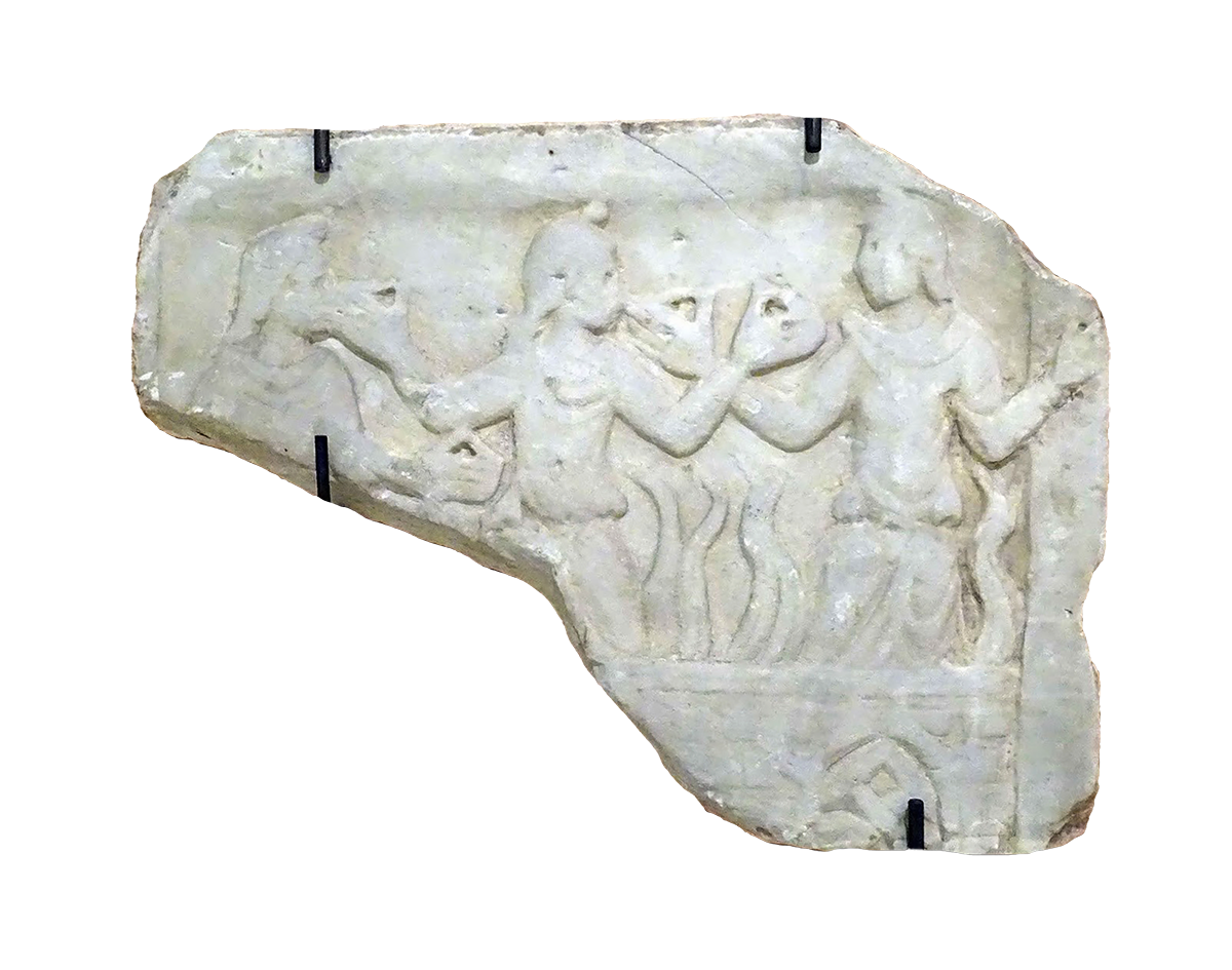 Fragmento de sarcófago con los tres hebreos en el horno (Foto: Museo de Cádiz)